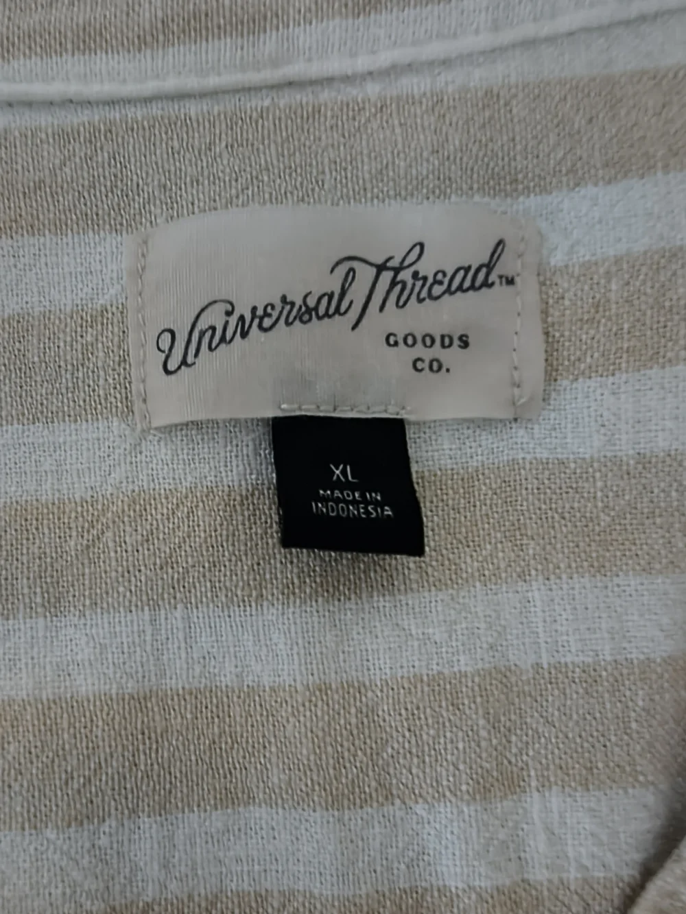 Beige and White Linen-Rayon Dress